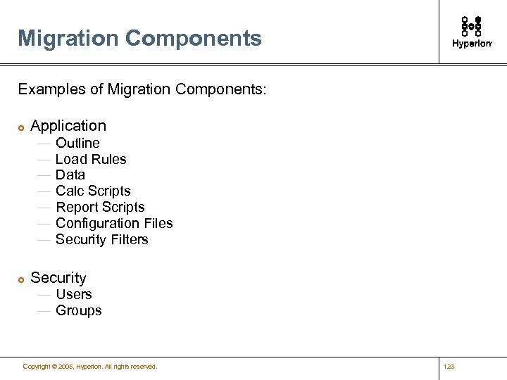 Migration Components Examples of Migration Components: £ Application — — — — £ Outline