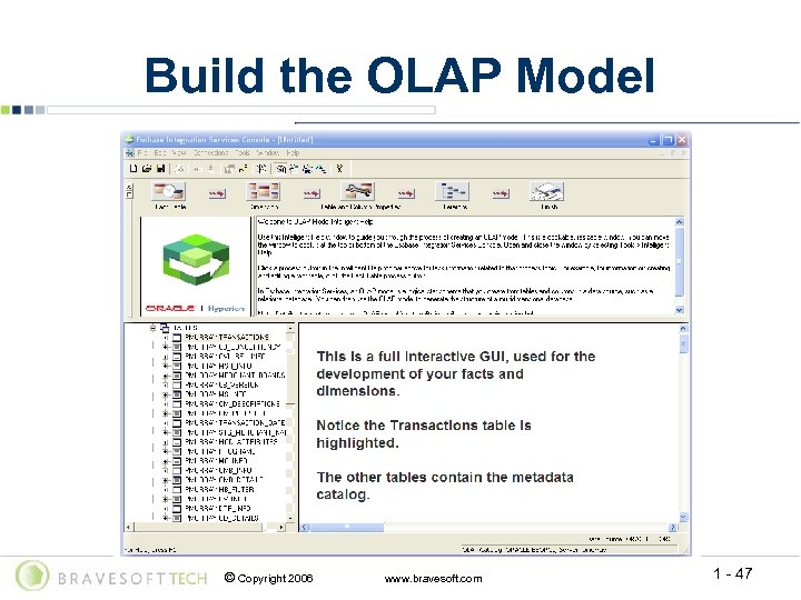 Build the OLAP Model © Copyright 2006 www. bravesoft. com 1 - 47 