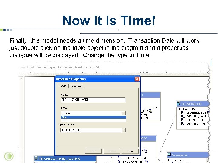 Now it is Time! Finally, this model needs a time dimension. Transaction Date will