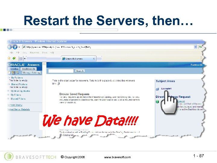 Restart the Servers, then… We have Data!!!! © Copyright 2006 www. bravesoft. com 1