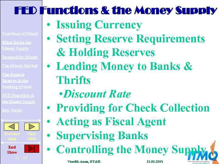 FED Functions & the Money Supply Functions of Money What Backs the Money Supply