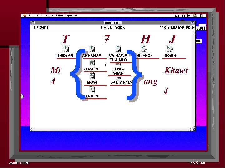 T C ABRAHAM VAIHAWM TU-UMLO JOSEPH LENGSUAN MOSI JOSEPH © 2006 TBBMI H {