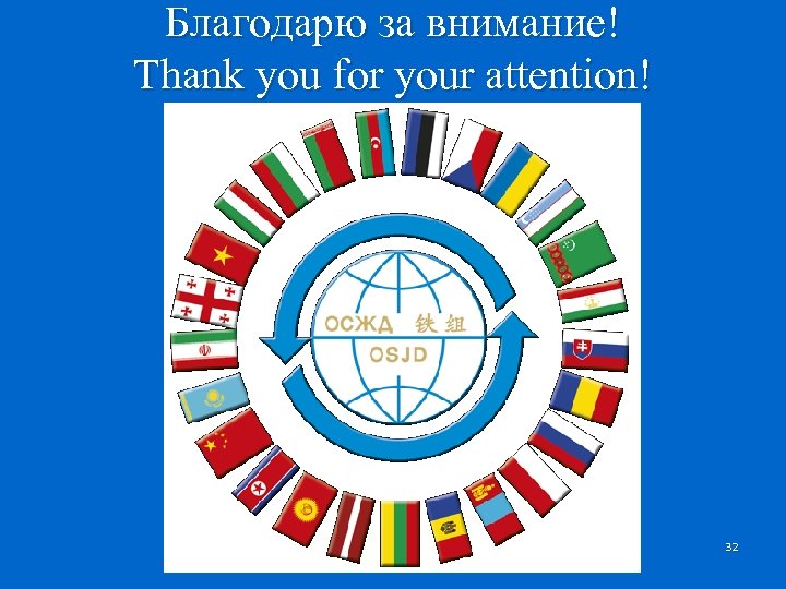 Благодарю за внимание! Thank you for your attention! 32 