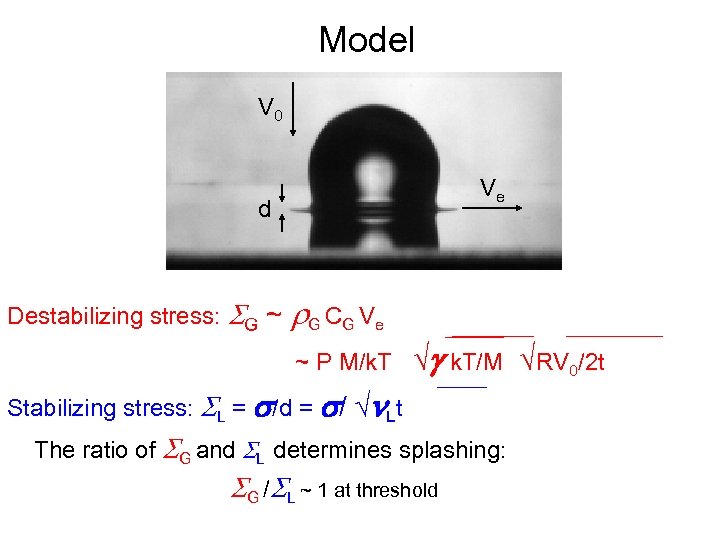 Model V 0 Ve d Destabilizing stress: G ~ r G CG V e