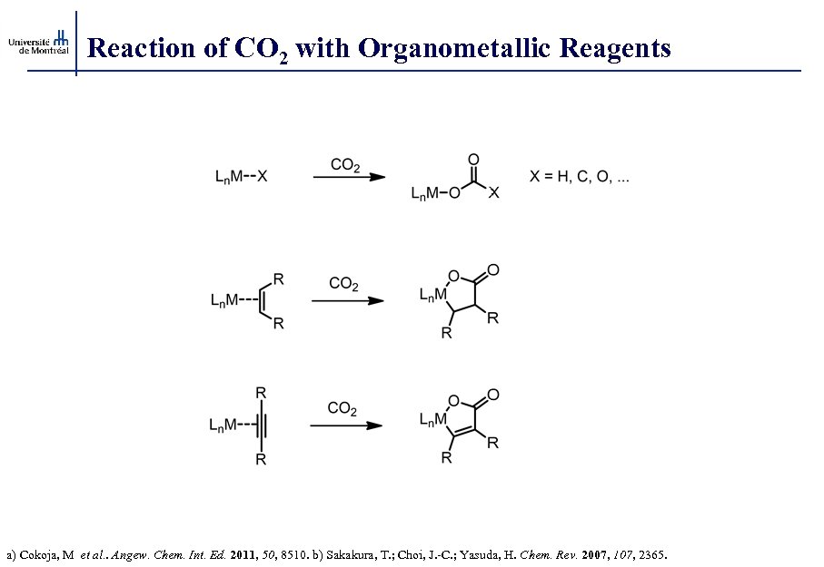 Reaction of CO 2 with Organometallic Reagents a) Cokoja, M et al. . Angew.