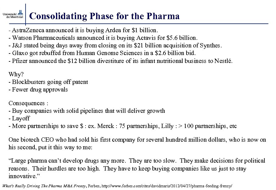 Consolidating Phase for the Pharma - Astra. Zeneca announced it is buying Ardea for