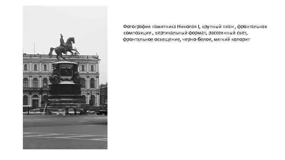 Фотография памятника Николая I, крупный план , фронтальная композиция , вертикальный формат, рассеянный свет,