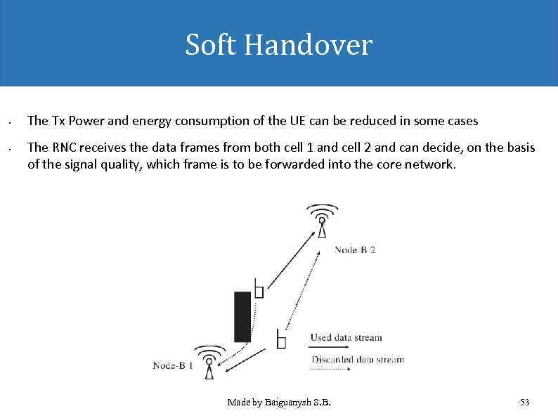 Soft Handover • • The Tx Power and energy consumption of the UE can