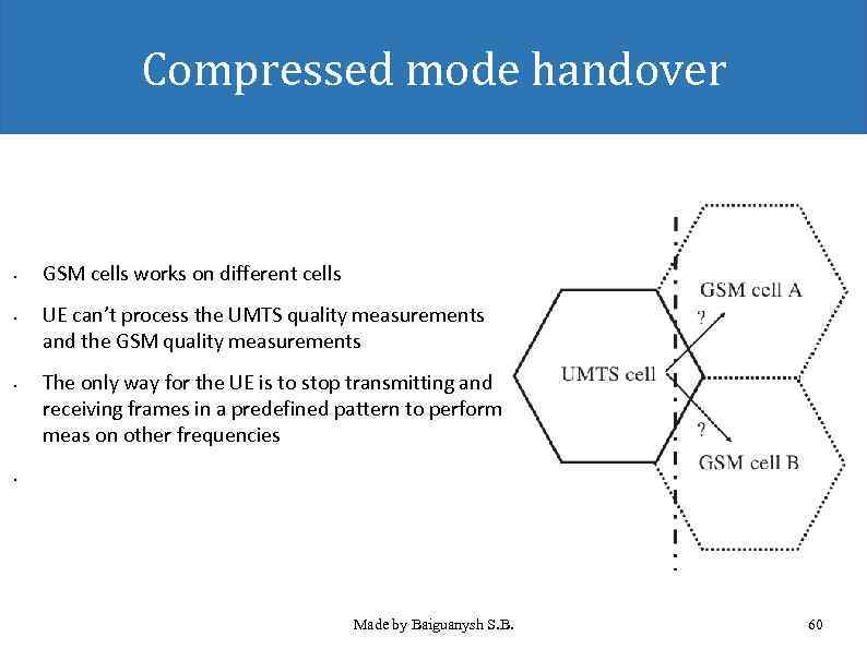 Compressed mode handover • • GSM cells works on different cells UE can’t process