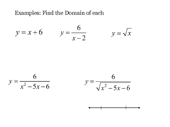 Examples: Find the Domain of each 