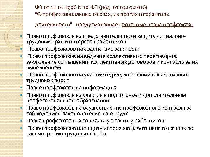 Защита трудовых прав работников профессиональными союзами презентация