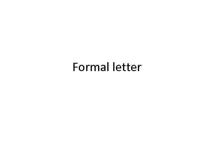 Formal letter 