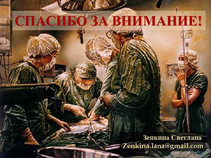 СПАСИБО ЗА ВНИМАНИЕ! Зенкина Светлана Zenkina. lana@gmail. com 