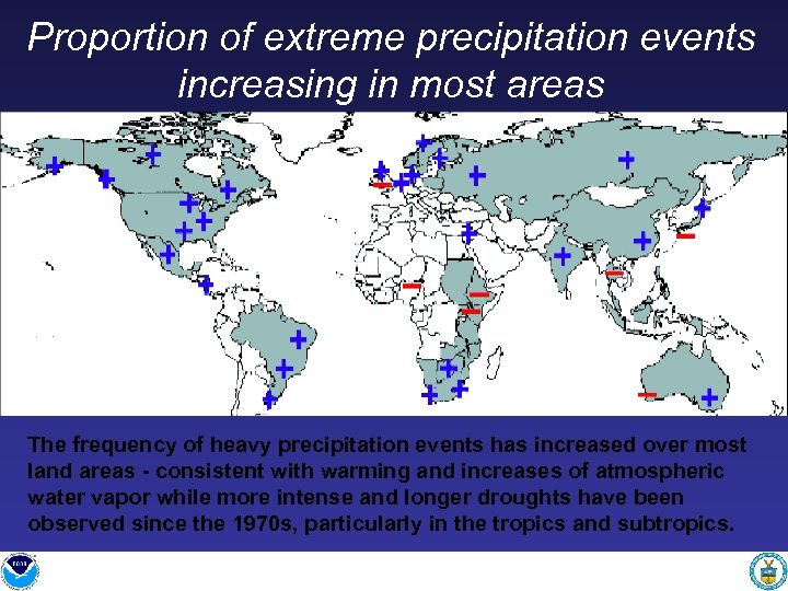 Proportion of extreme precipitation events increasing in most areas NH Winter NH Summer The