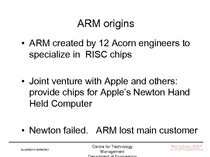 ARM origins • ARM created by 12 Acorn engineers to specialize in RISC chips