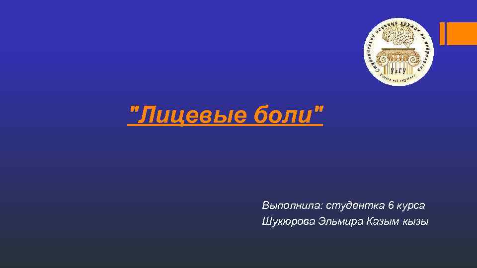 "Лицевые боли" Выполнила: студентка 6 курса Шукюрова Эльмира Казым кызы 