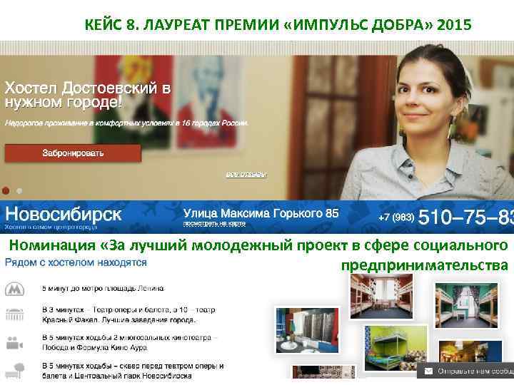 КЕЙС 8. ЛАУРЕАТ ПРЕМИИ «ИМПУЛЬС ДОБРА» 2015 Номинация «За лучший молодежный проект в сфере