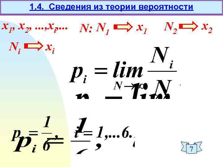 1. 4. Сведения из теории вероятности х1, х2, . . . , хi, .