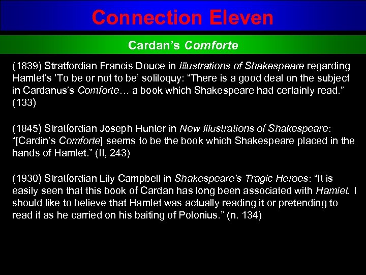 Connection Eleven Cardan’s Comforte (1839) Stratfordian Francis Douce in Illustrations of Shakespeare regarding Hamlet’s