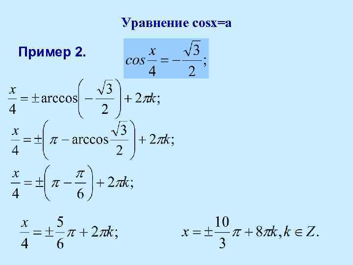 Презентация уравнение cos x a 10 класс по алимову