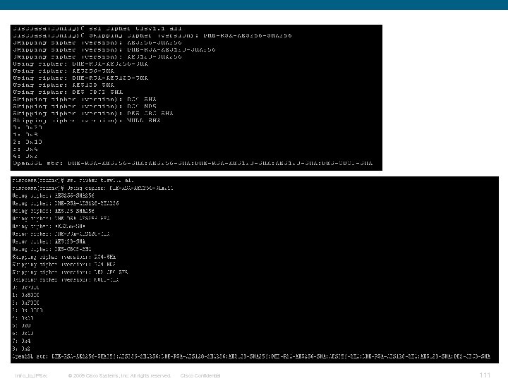 Intro_to_IPSec © 2009 Cisco Systems, Inc. All rights reserved. Cisco Confidential 111 