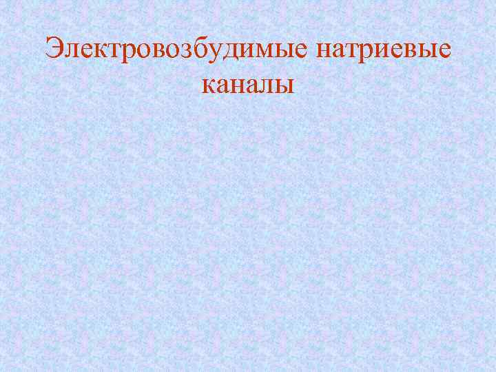 Электровозбудимые натриевые каналы 