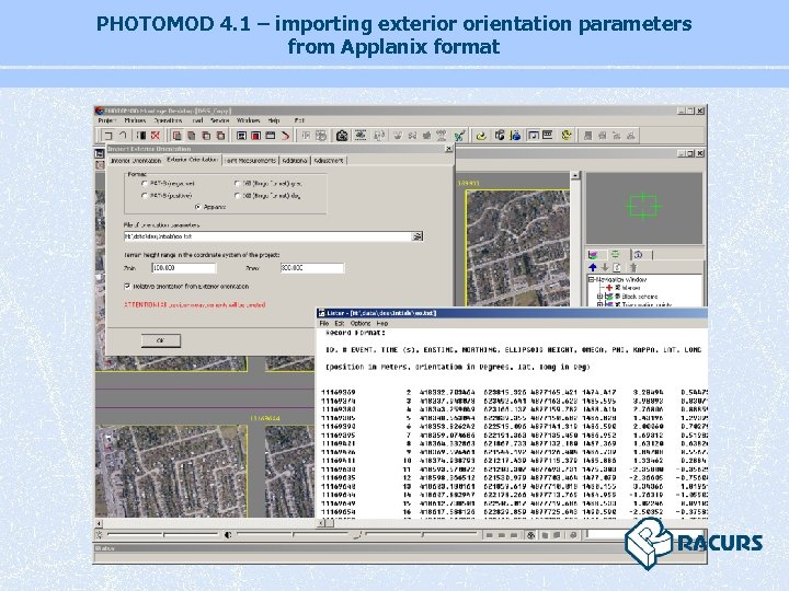 PHOTOMOD 4. 1 – importing exterior orientation parameters from Applanix format 