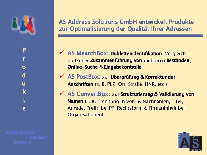 AS Address Solutions Gmb. H entwickelt Produkte zur Optimalisierung der Qualität Ihrer Adressen P