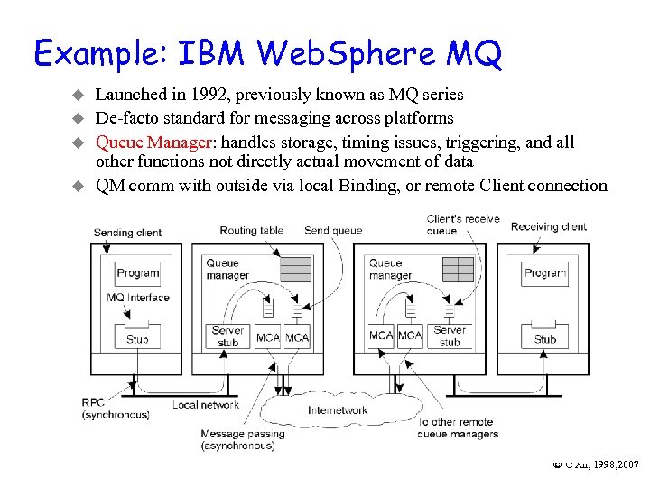 Example: IBM Web. Sphere MQ u u Launched in 1992, previously known as MQ