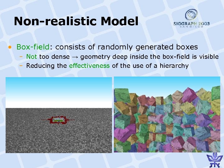 Non-realistic Model • Box-field: consists of randomly generated boxes – Not too dense →