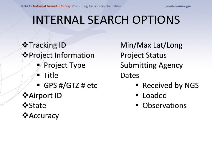 INTERNAL SEARCH OPTIONS 