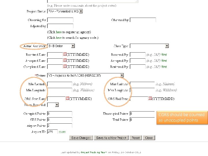 CORS should be counted as unoccupied points 