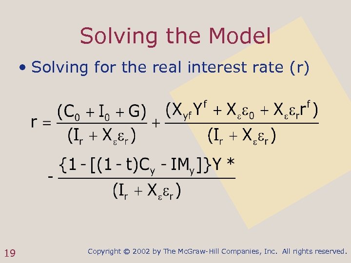 Solving the Model • Solving for the real interest rate (r) 19 Copyright ©