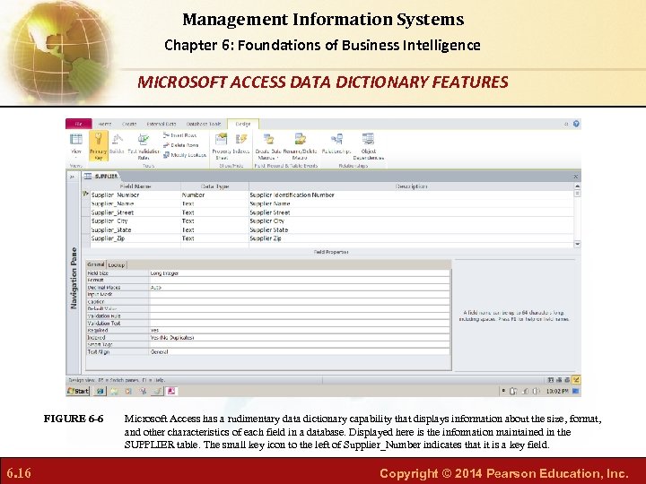 Management Information Systems Chapter 6: Foundations of Business Intelligence MICROSOFT ACCESS DATA DICTIONARY FEATURES