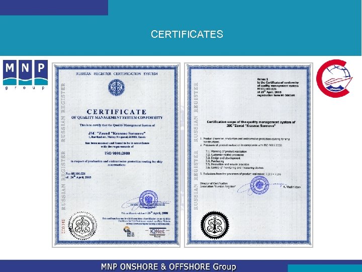 CERTIFICATES 