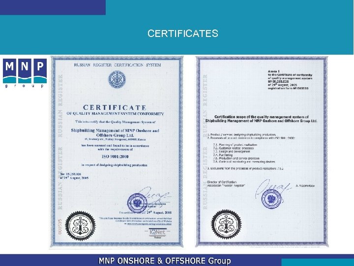 CERTIFICATES 