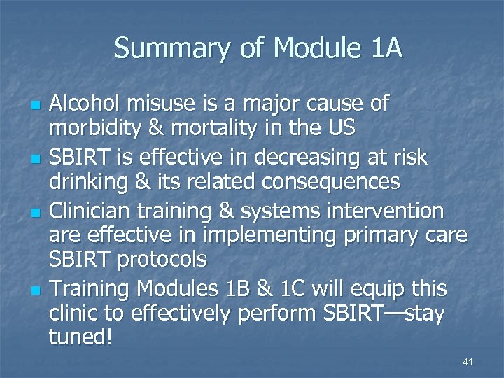 Summary of Module 1 A n n Alcohol misuse is a major cause of