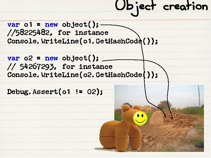 Object creation var o 1 = new object(); //58225482, for instance Console. Write. Line(o