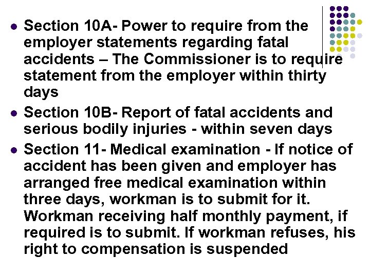 l l l Section 10 A- Power to require from the employer statements regarding