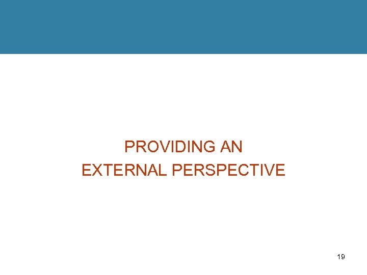 PROVIDING AN EXTERNAL PERSPECTIVE 19 