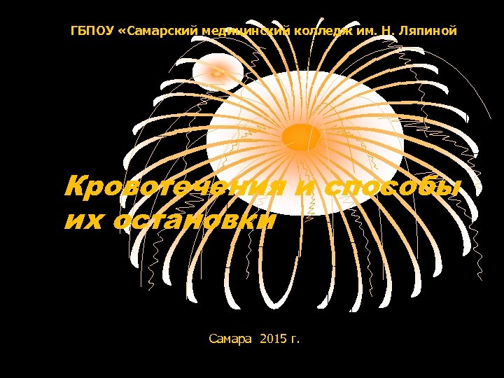 ГБПОУ «Самарский медицинский колледж им. Н. Ляпиной Кровотечения и способы их остановки Самара 2015