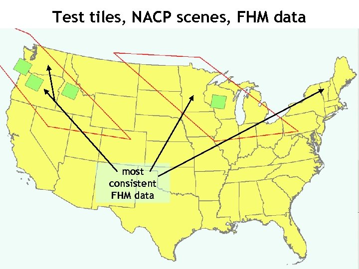 Test tiles, NACP scenes, FHM data most consistent FHM data 