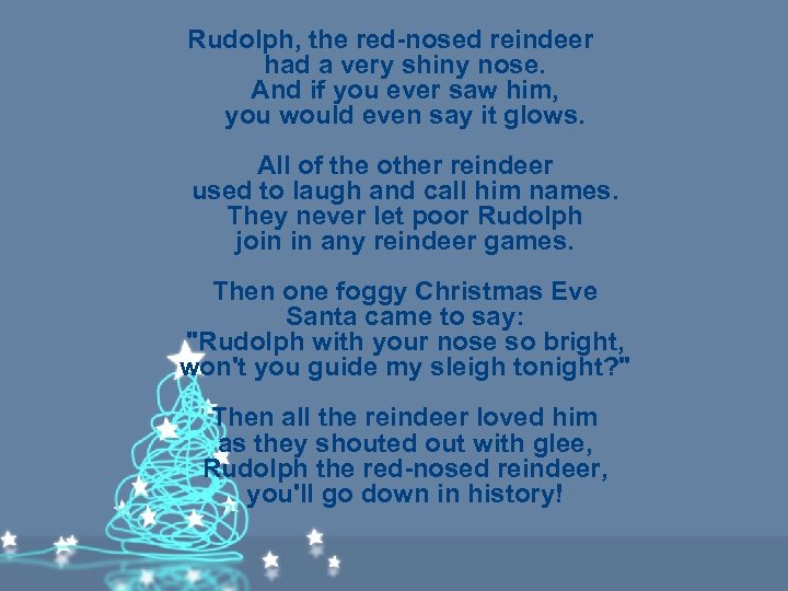 Rudolph, the red-nosed reindeer had a very shiny nose. And if you ever saw