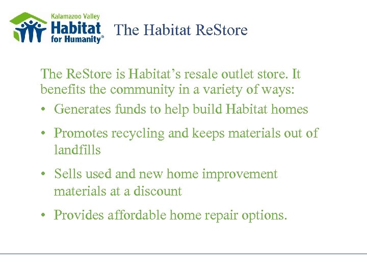 TO KALAMAZOO VALLEY HABITAT FOR HUMANITY