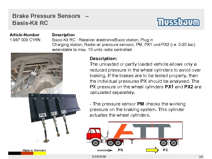 Brake Pressure Sensors – Basis-Kit RC Article-Number 1 987 009 C 1 RN Description