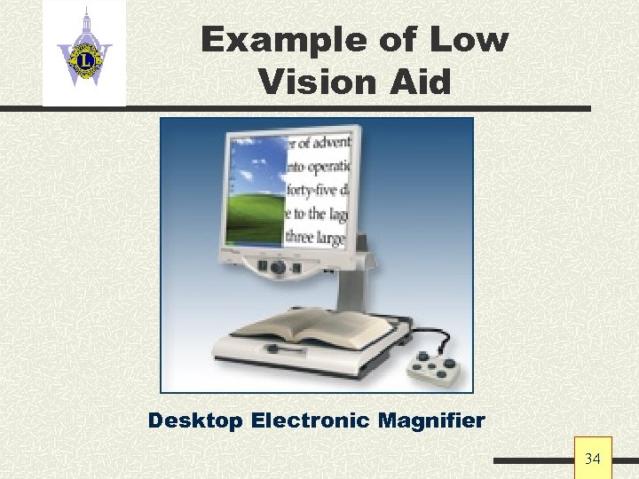 Example of Low Vision Aid Desktop Electronic Magnifier 34 