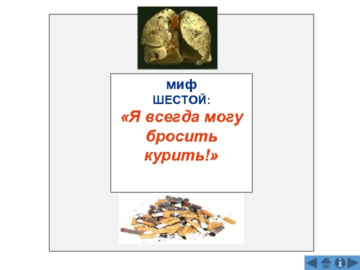 миф ШЕСТОЙ: «Я всегда могу бросить курить!» 