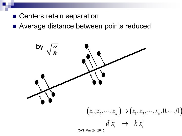 n n Centers retain separation Average distance between points reduced by CAS May 24,