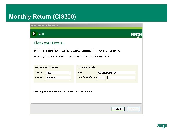 Monthly Return (CIS 300) 