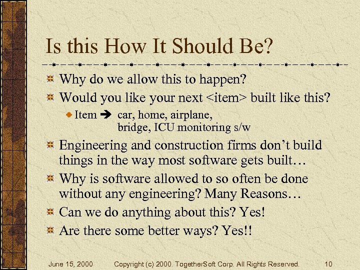 Is this How It Should Be? Why do we allow this to happen? Would